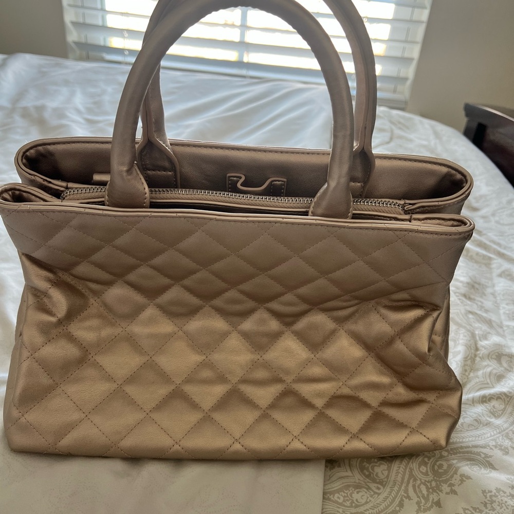 Elegant Quilted Beige Handbag